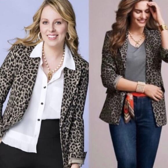 Cabi Jungle Jacket Leopard Print Single Breasted Jacket # 3373 Size 8